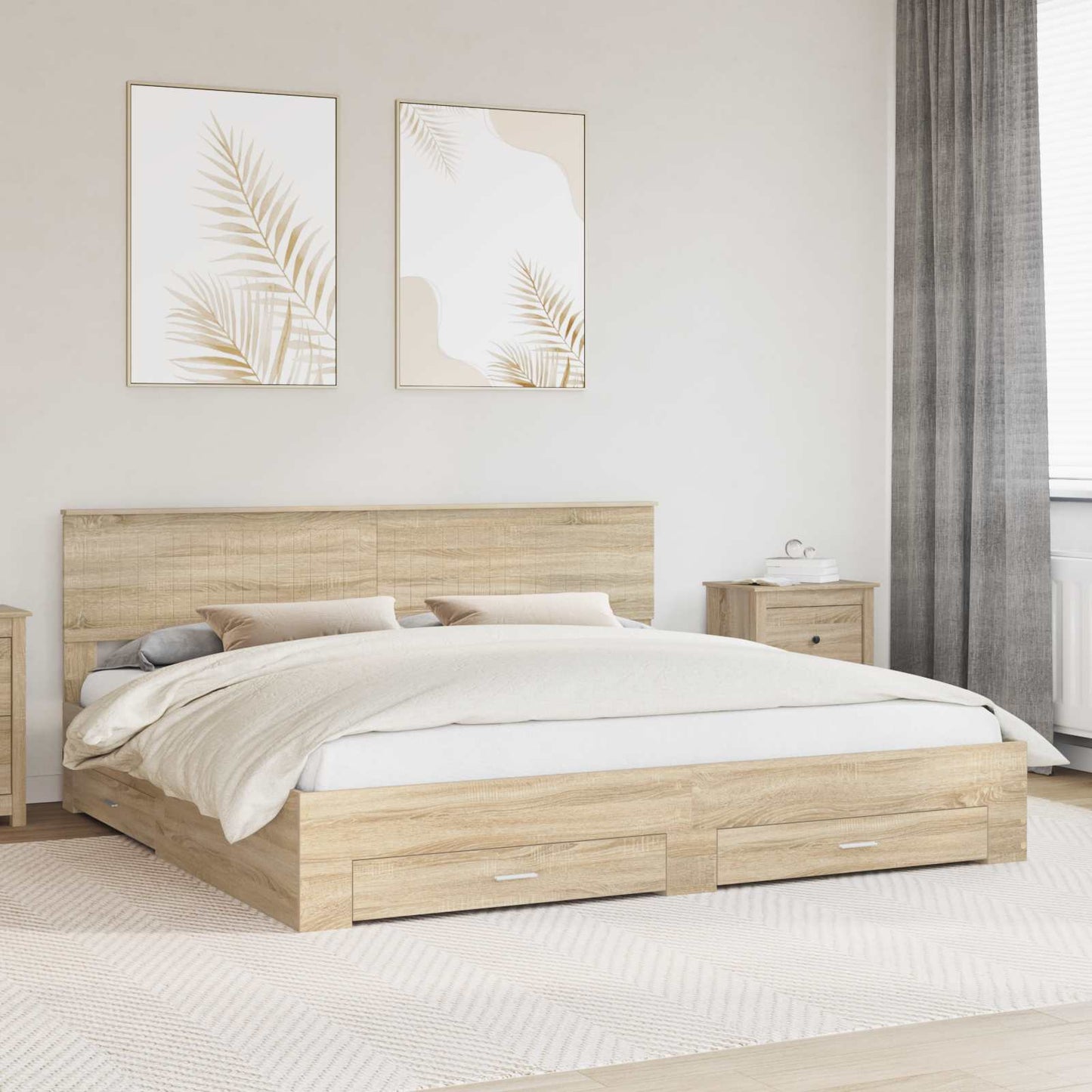 vidaXL Bettrahmen mit Kopfteil Sonoma-Eiche 200 x 200 cm Holzwerkstoff