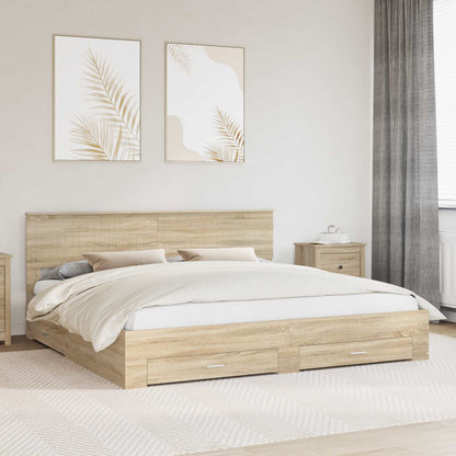 vidaXL Bettrahmen mit Kopfteil Sonoma-Eiche 200 x 200 cm Holzwerkstoff