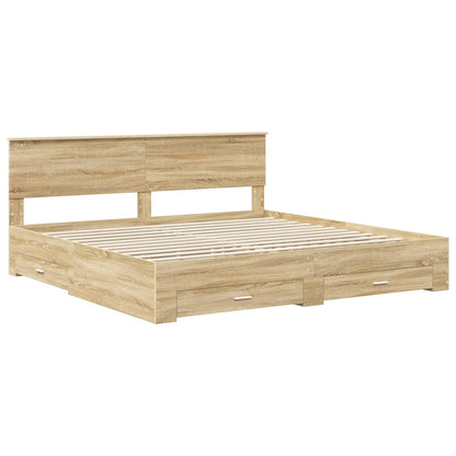 vidaXL Bettrahmen mit Kopfteil Sonoma-Eiche 200 x 200 cm Holzwerkstoff