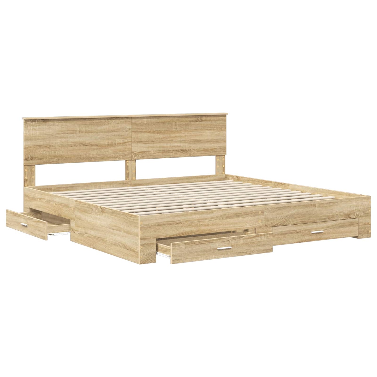 vidaXL Bettrahmen mit Kopfteil Sonoma-Eiche 200 x 200 cm Holzwerkstoff