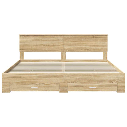 vidaXL Bettrahmen mit Kopfteil Sonoma-Eiche 200 x 200 cm Holzwerkstoff