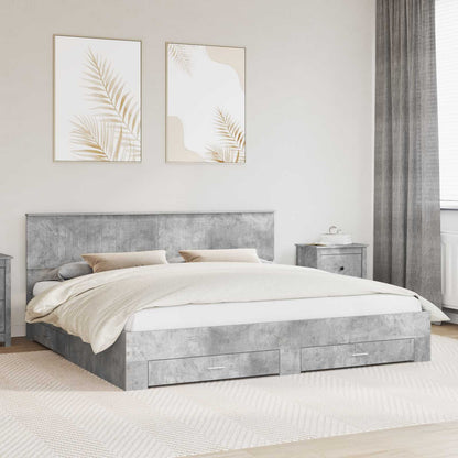vidaXL Bettrahmen mit Kopfteil Beton Grau 200 x 200 cm Holzwerkstoff