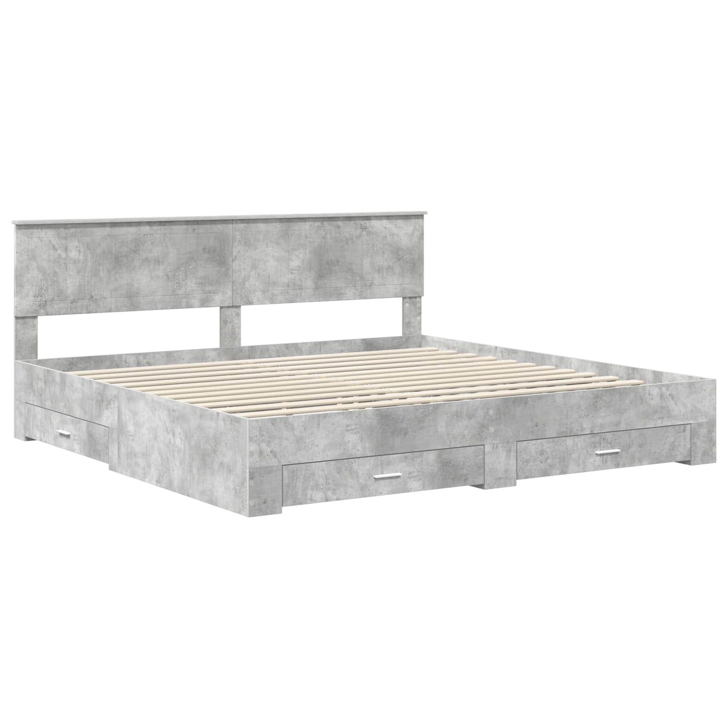 vidaXL Bettrahmen mit Kopfteil Beton Grau 200 x 200 cm Holzwerkstoff
