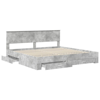 vidaXL Bettrahmen mit Kopfteil Beton Grau 200 x 200 cm Holzwerkstoff