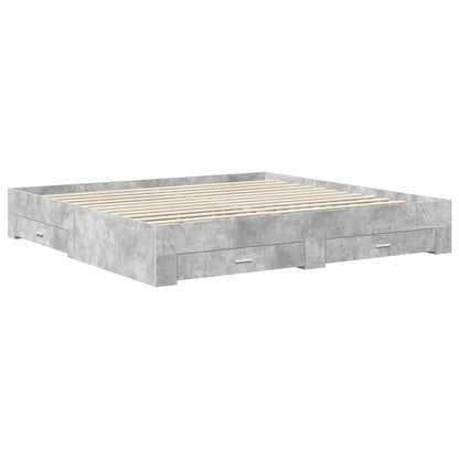 vidaXL Bettrahmen mit Kopfteil Beton Grau 200 x 200 cm Holzwerkstoff