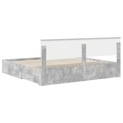 vidaXL Bettrahmen mit Kopfteil Beton Grau 200 x 200 cm Holzwerkstoff
