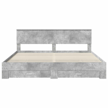 vidaXL Bettrahmen mit Kopfteil Beton Grau 200 x 200 cm Holzwerkstoff