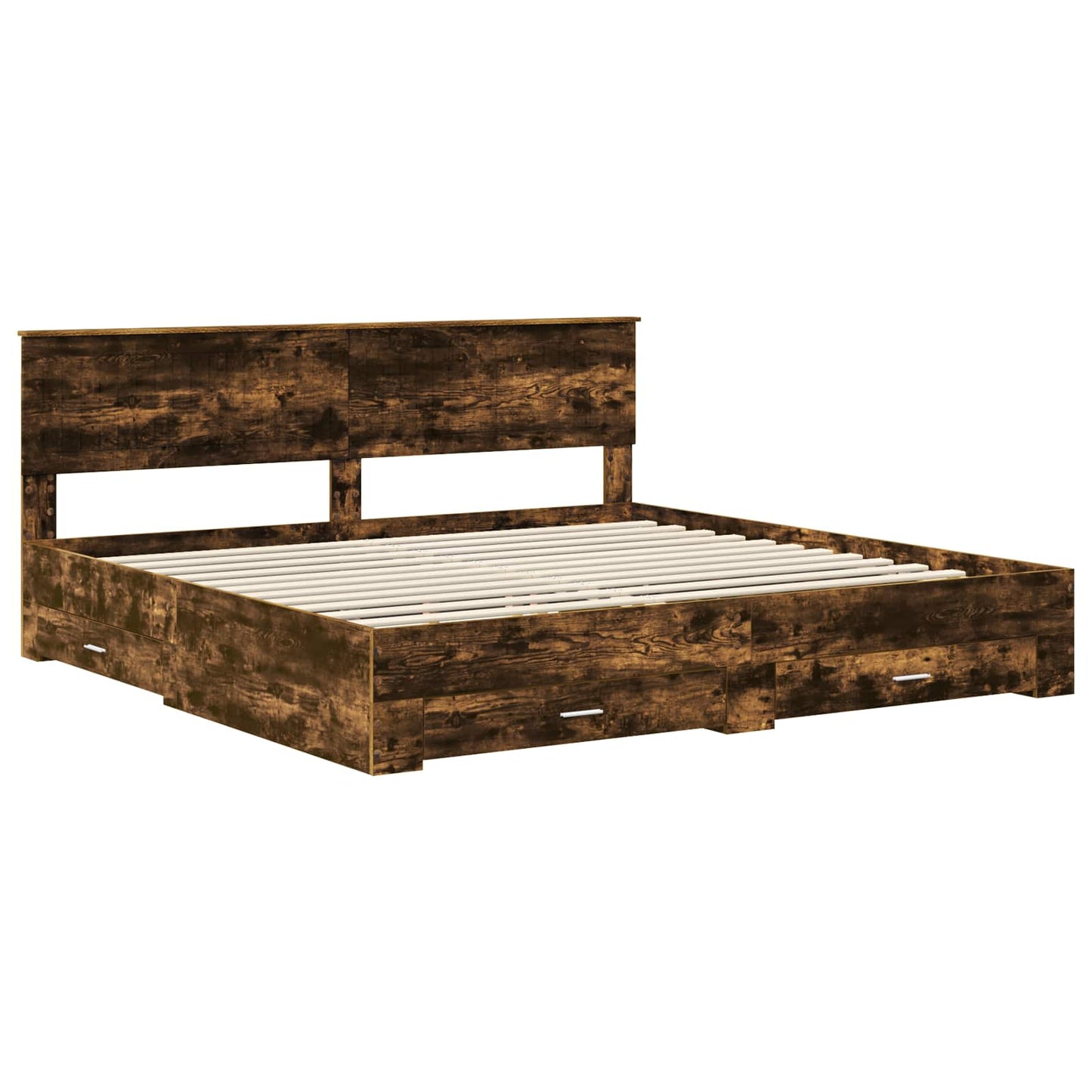 vidaXL Cadre de lit Chêne fumé 200 x 200 cm Bois d'ingénierie