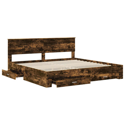 vidaXL Cadre de lit Chêne fumé 200 x 200 cm Bois d'ingénierie