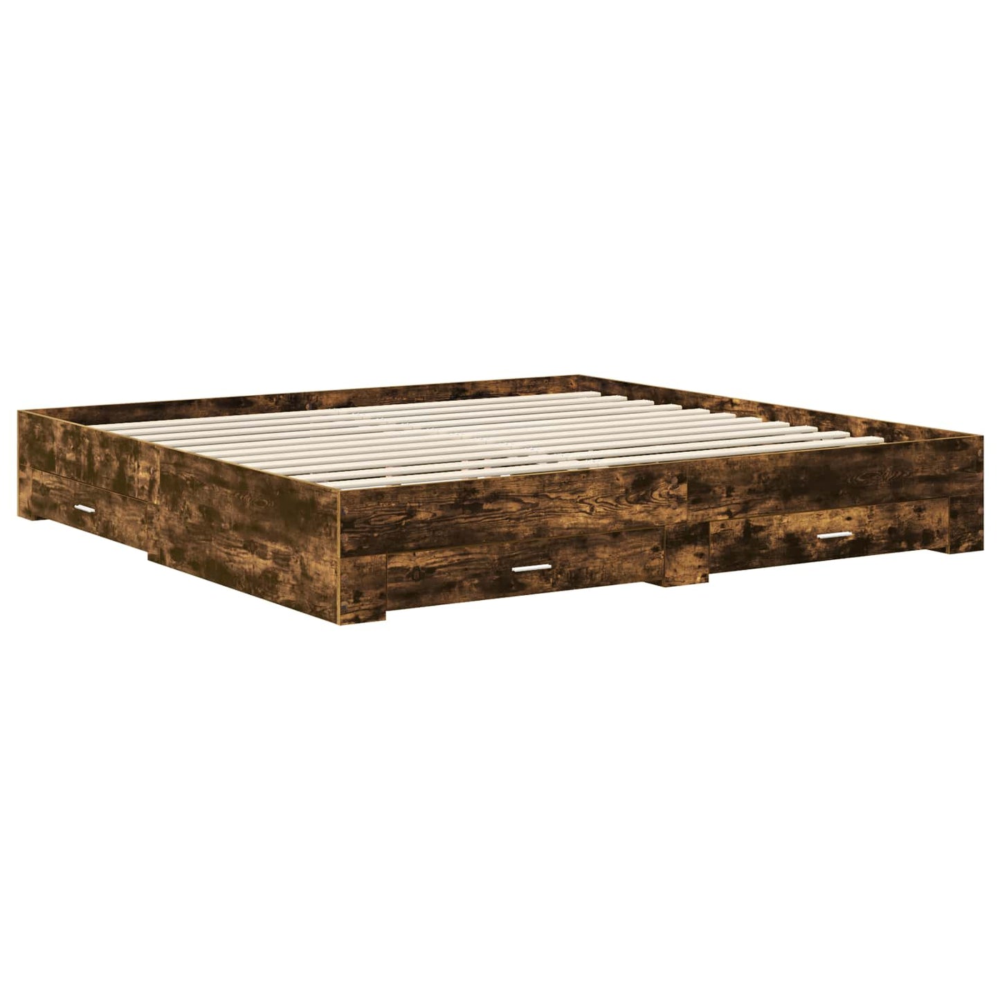 vidaXL Cadre de lit Chêne fumé 200 x 200 cm Bois d'ingénierie