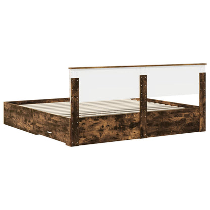 vidaXL Cadre de lit Chêne fumé 200 x 200 cm Bois d'ingénierie