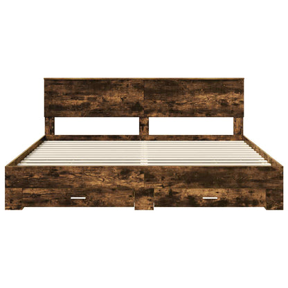 vidaXL Cadre de lit Chêne fumé 200 x 200 cm Bois d'ingénierie