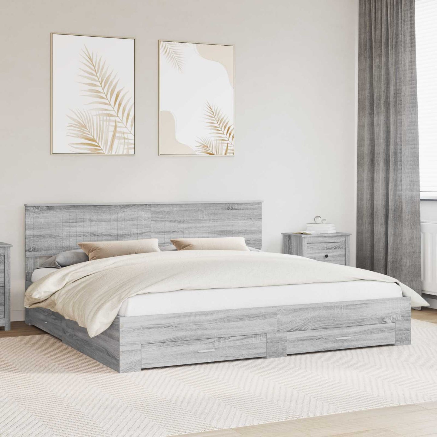 vidaXL Bettrahmen Graues Sonoma 200 x 200 cm Holzwerkstoff