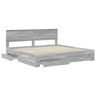 vidaXL Bettrahmen Graues Sonoma 200 x 200 cm Holzwerkstoff