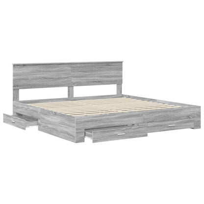 vidaXL Bettrahmen Graues Sonoma 200 x 200 cm Holzwerkstoff