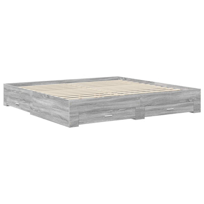 vidaXL Bettrahmen Graues Sonoma 200 x 200 cm Holzwerkstoff