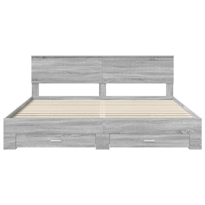 vidaXL Bettrahmen Graues Sonoma 200 x 200 cm Holzwerkstoff