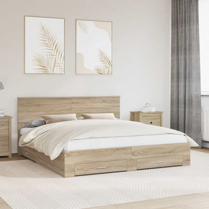 vidaXL Bettrahmen mit Kopfteil Sonoma-Eiche 180 x 200 cm Holzwerkstoff