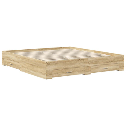 vidaXL Bettrahmen mit Kopfteil Sonoma-Eiche 180 x 200 cm Holzwerkstoff