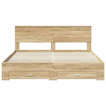 vidaXL Bettrahmen mit Kopfteil Sonoma-Eiche 180 x 200 cm Holzwerkstoff