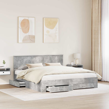 vidaXL Bettrahmen mit Kopfteil Beton Grau 180 x 200 cm Holzwerkstoff