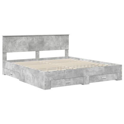 vidaXL Bettrahmen mit Kopfteil Beton Grau 180 x 200 cm Holzwerkstoff