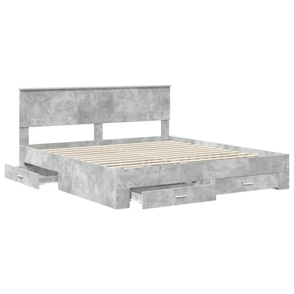 vidaXL Bettrahmen mit Kopfteil Beton Grau 180 x 200 cm Holzwerkstoff