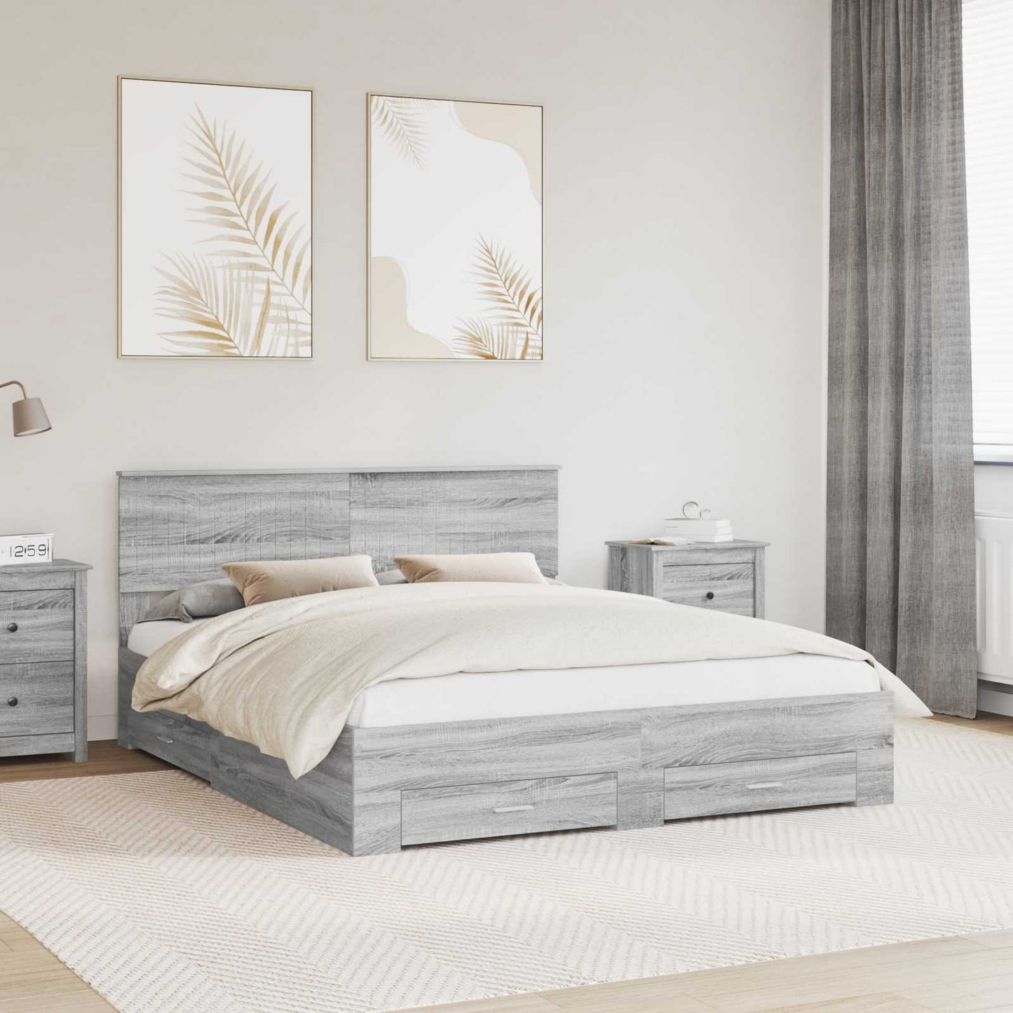 vidaXL Bettrahmen Graues Sonoma 160 x 200 cm Holzwerkstoff