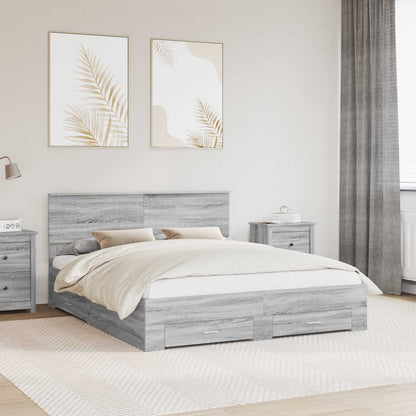 vidaXL Bettrahmen Graues Sonoma 160 x 200 cm Holzwerkstoff