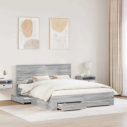 vidaXL Bettrahmen Graues Sonoma 160 x 200 cm Holzwerkstoff