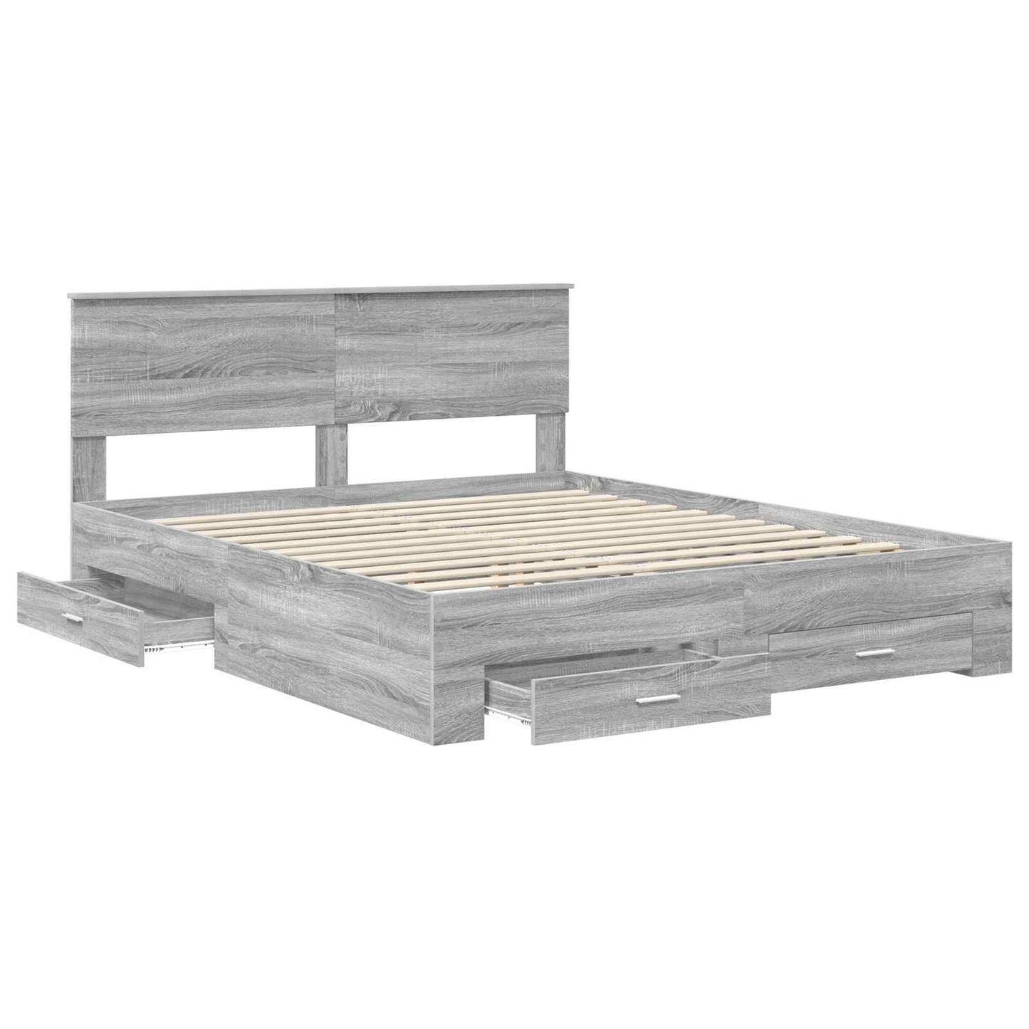 vidaXL Bettrahmen Graues Sonoma 160 x 200 cm Holzwerkstoff