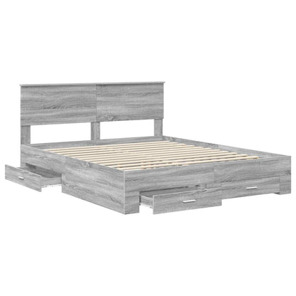 vidaXL Bettrahmen Graues Sonoma 160 x 200 cm Holzwerkstoff