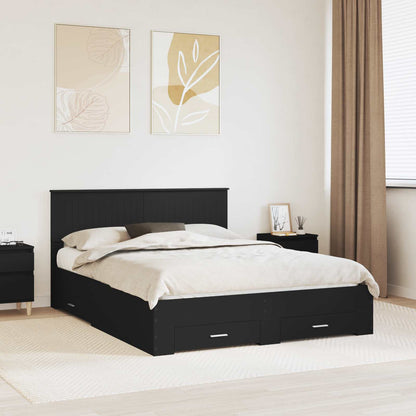 vidaXL Bettrahmen Schwarz und Silber 150 x 200 cm Holzwerkstoff