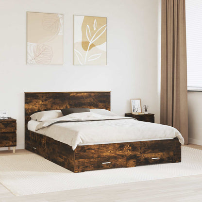 vidaXL Bettrahmen Geräucherte Eiche 150 x 200 cm Holzwerkstoff
