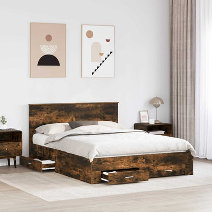 vidaXL Bettrahmen Geräucherte Eiche 150 x 200 cm Holzwerkstoff