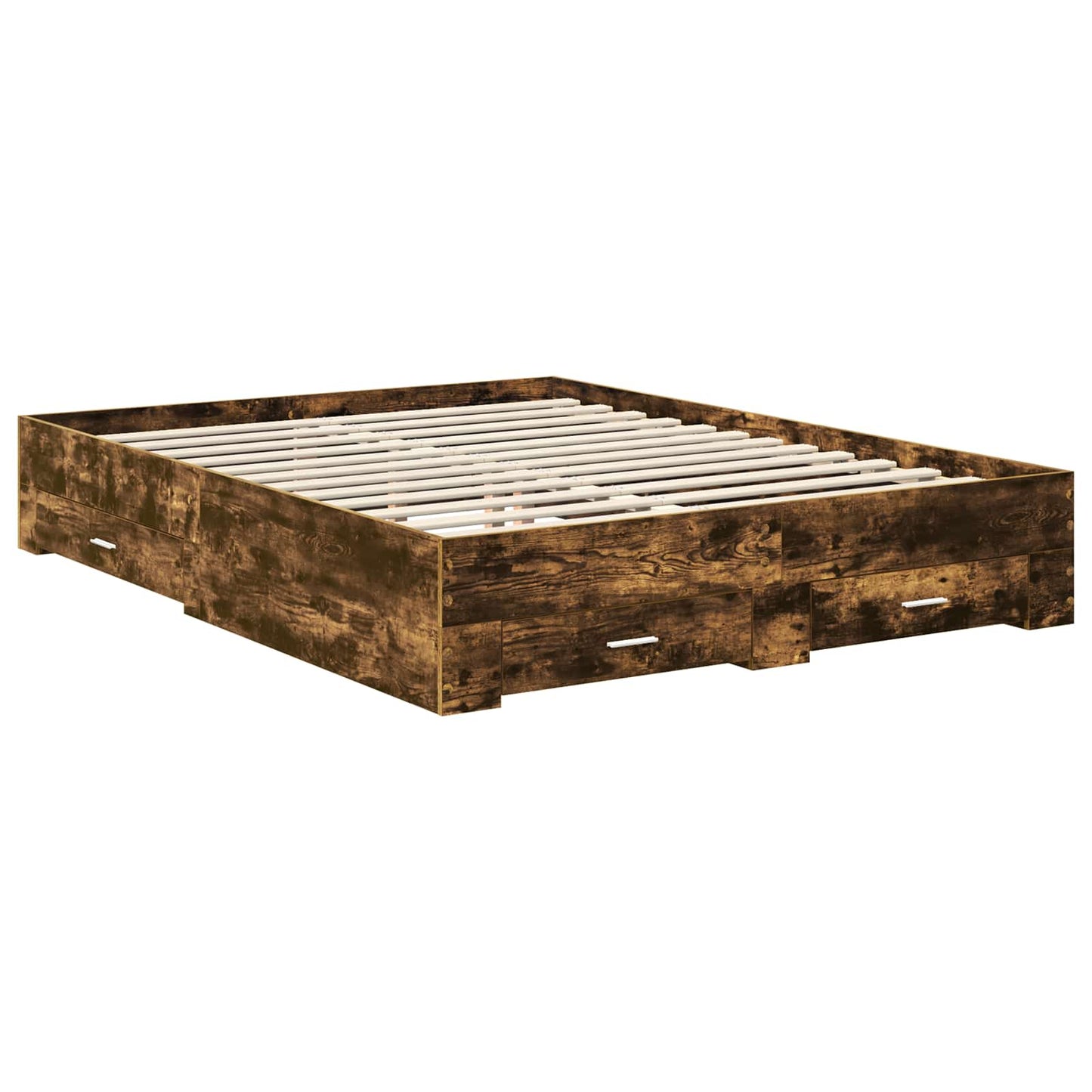 vidaXL Bettrahmen Geräucherte Eiche 150 x 200 cm Holzwerkstoff