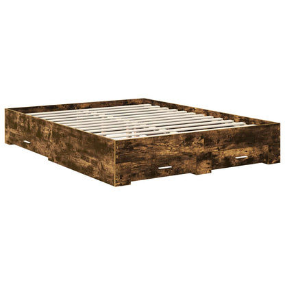 vidaXL Bettrahmen Geräucherte Eiche 150 x 200 cm Holzwerkstoff