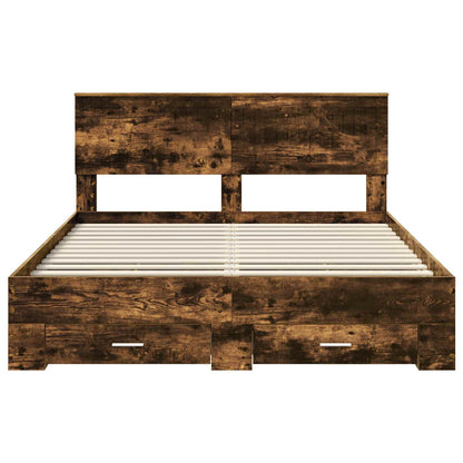 vidaXL Bettrahmen Geräucherte Eiche 150 x 200 cm Holzwerkstoff