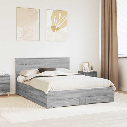 vidaXL Cadre de lit gris Sonoma 150 x 200 cm Bois d'ingénierie