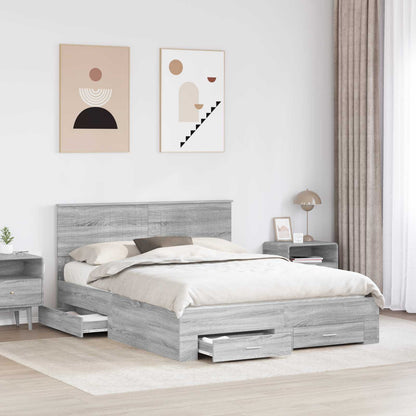 vidaXL Cadre de lit gris Sonoma 150 x 200 cm Bois d'ingénierie