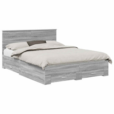 vidaXL Cadre de lit gris Sonoma 150 x 200 cm Bois d'ingénierie