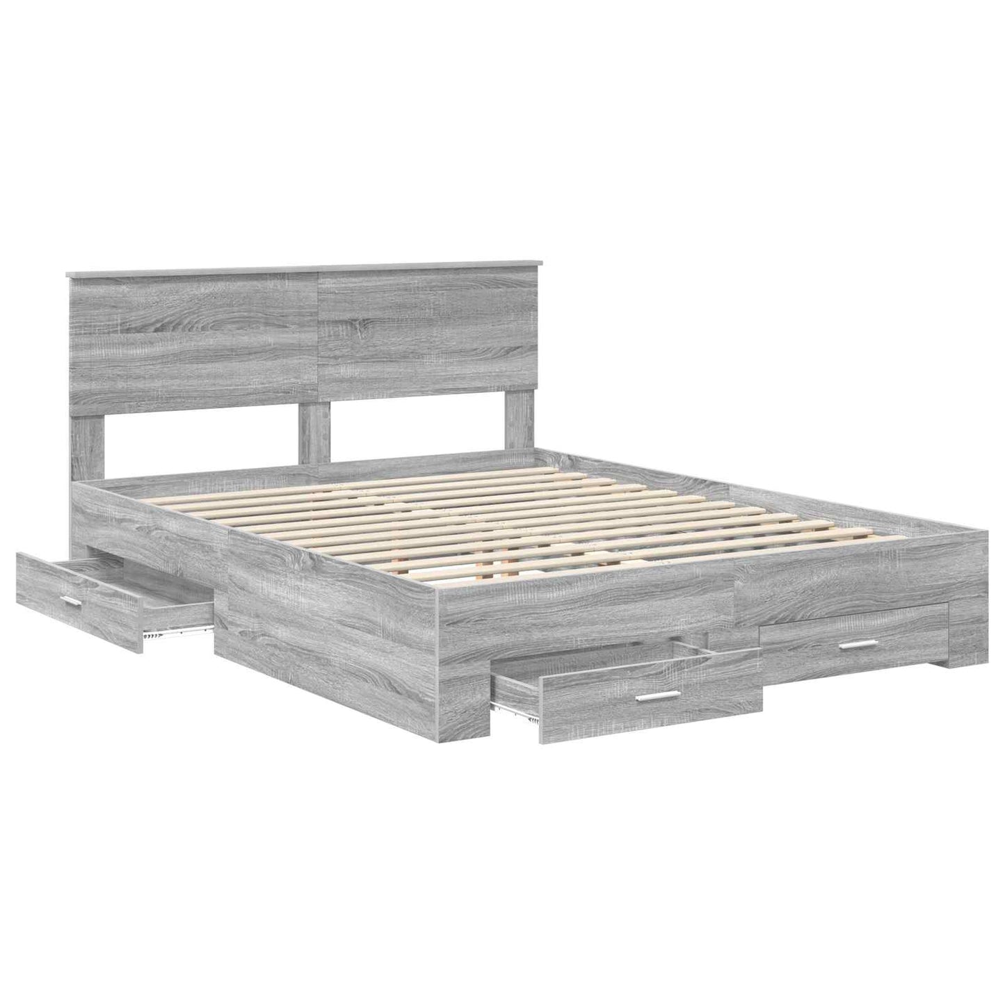 vidaXL Cadre de lit gris Sonoma 150 x 200 cm Bois d'ingénierie