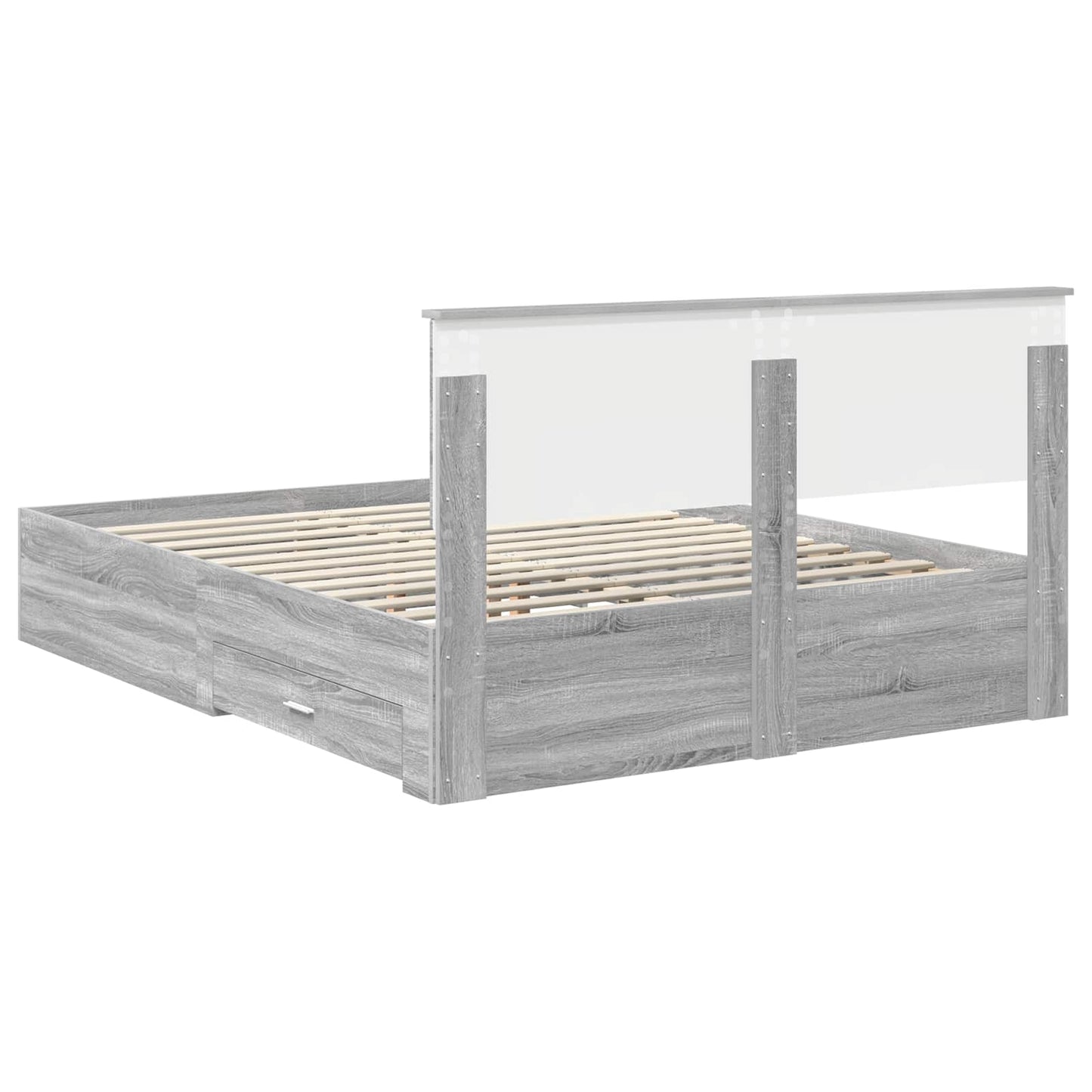 vidaXL Cadre de lit gris Sonoma 150 x 200 cm Bois d'ingénierie