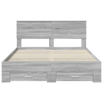 vidaXL Cadre de lit gris Sonoma 150 x 200 cm Bois d'ingénierie