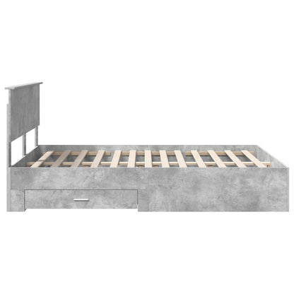 vidaXL Bettrahmen mit Kopfteil Beton Grau 140 x 200 cm Holzwerkstoff
