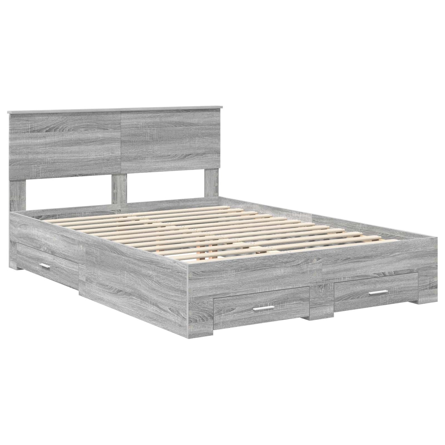 vidaXL Bettrahmen Graues Sonoma 140 x 200 cm Holzwerkstoff