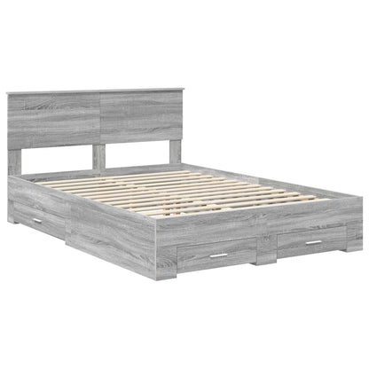 vidaXL Bettrahmen Graues Sonoma 140 x 200 cm Holzwerkstoff