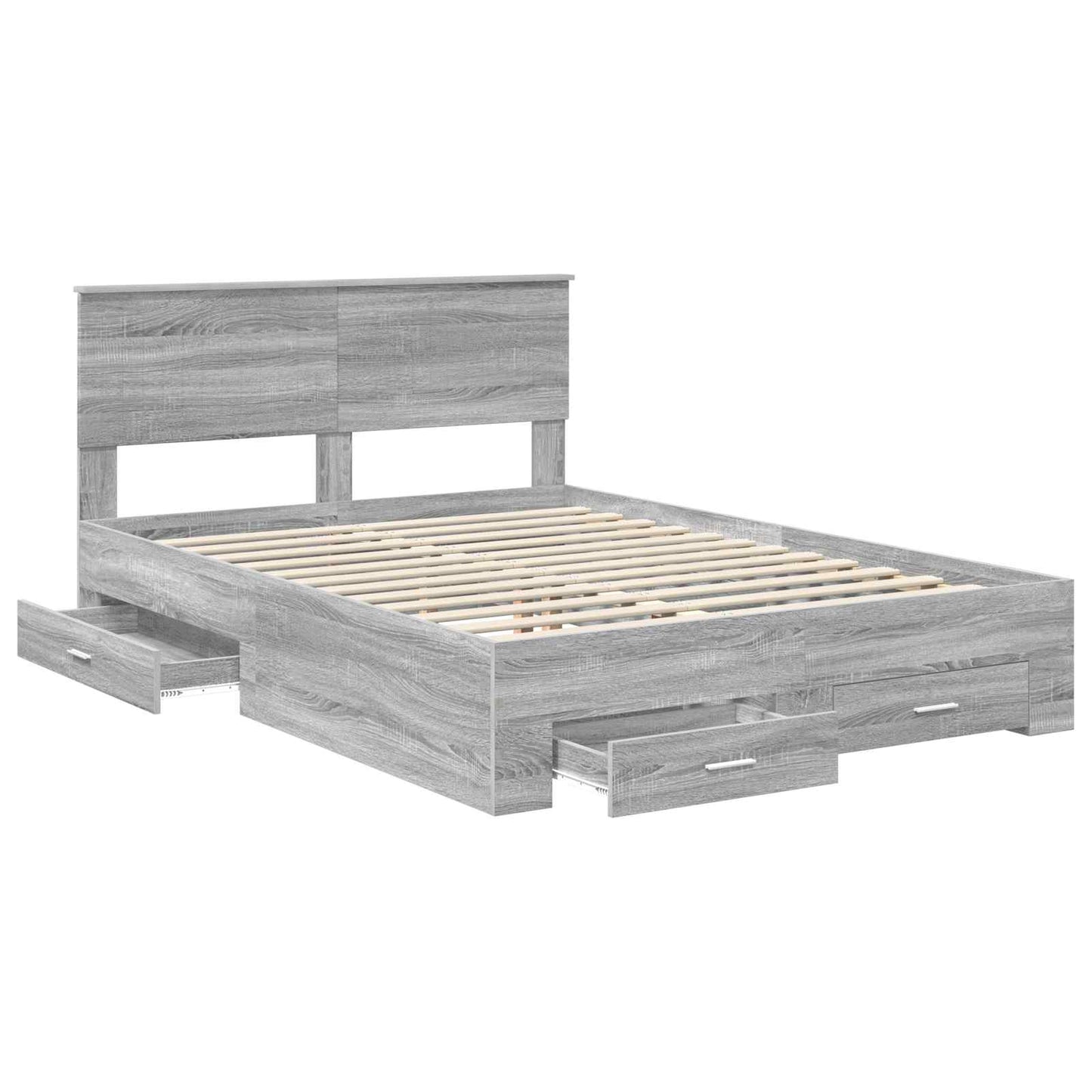 vidaXL Bettrahmen Graues Sonoma 140 x 200 cm Holzwerkstoff