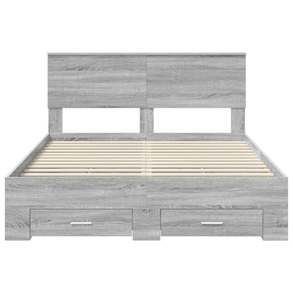 vidaXL Bettrahmen Graues Sonoma 140 x 200 cm Holzwerkstoff
