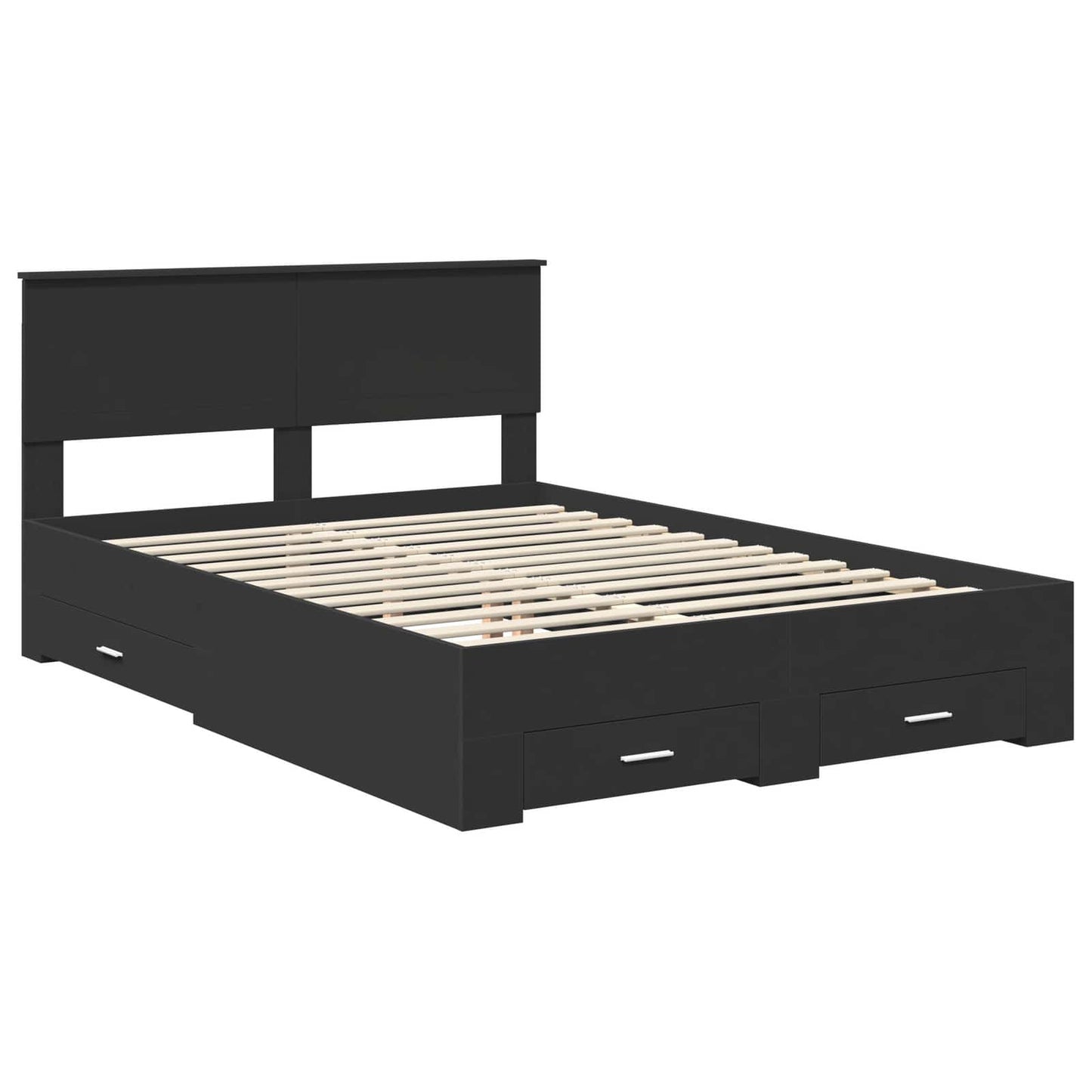 vidaXL Bettrahmen mit Kopfteil Schwarz 140 x 190 cm Holzwerkstoff